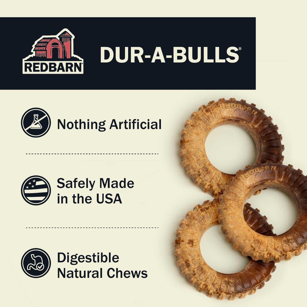 Redbarn Dur-A-Bulls USA-made natural ingredients highlight quality and safety.