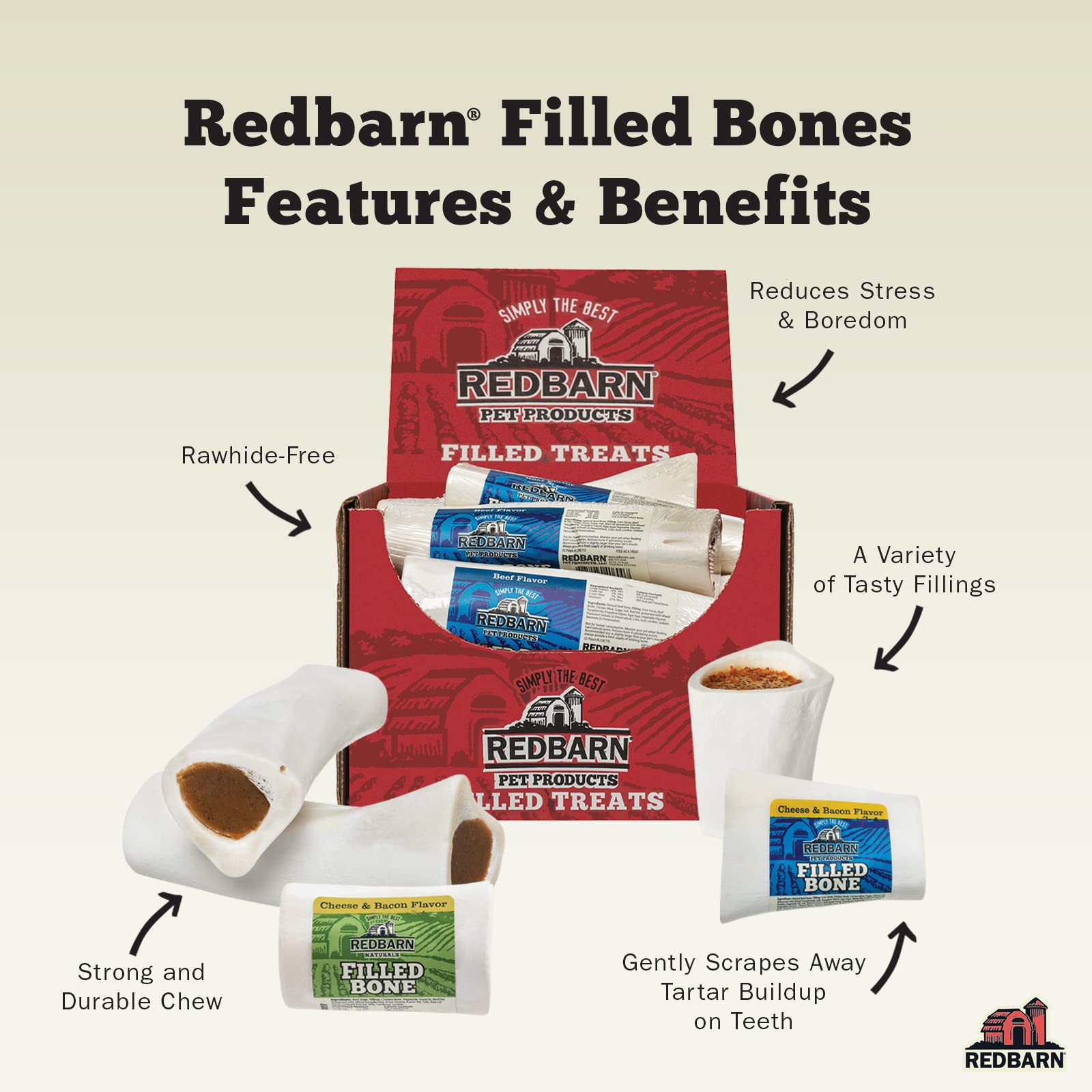 Redbarn oven-roasted bone emphasizes safety and durability in every bite.