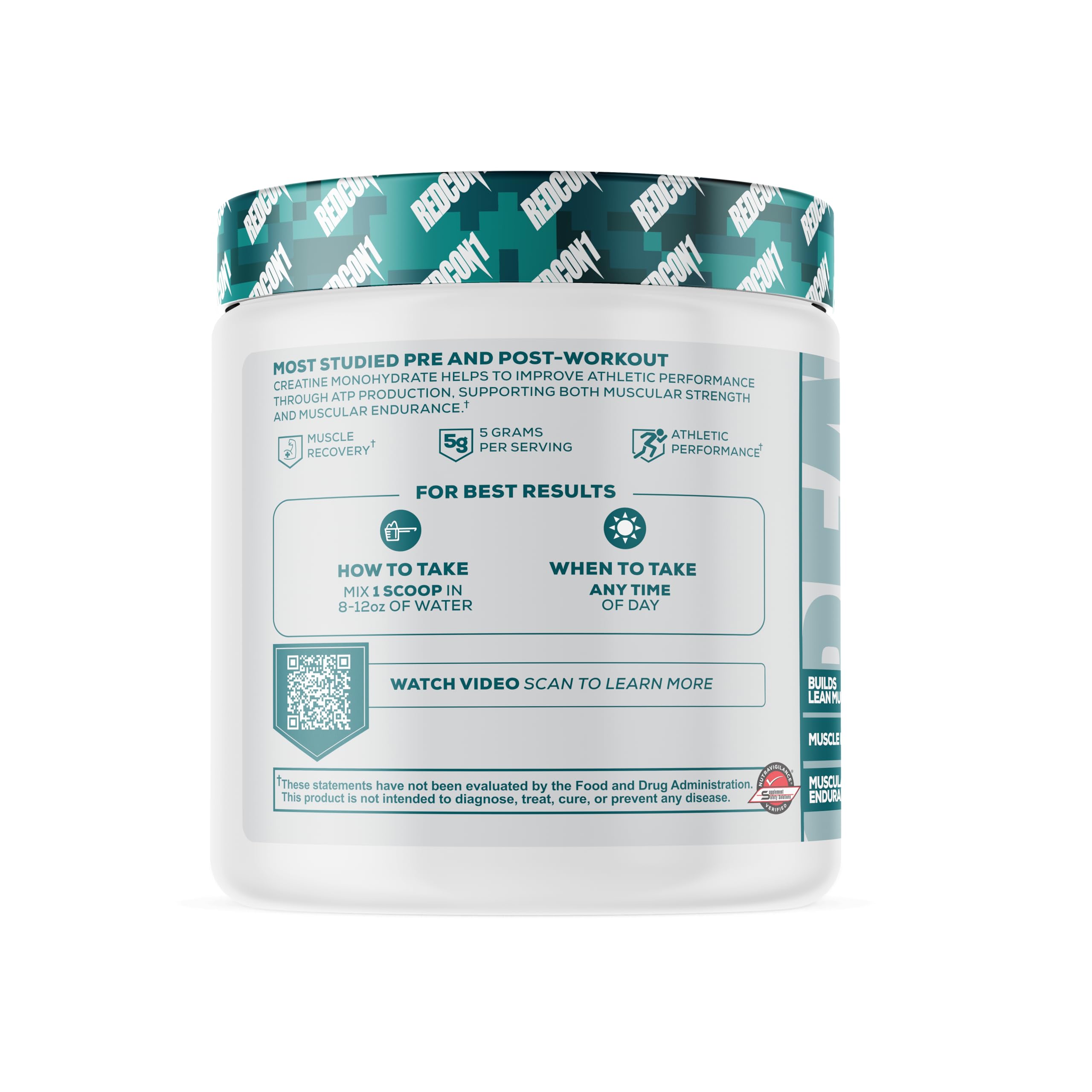 REDCON1 Creatine Monohydrate scoop for precise 5 g servings to fuel training