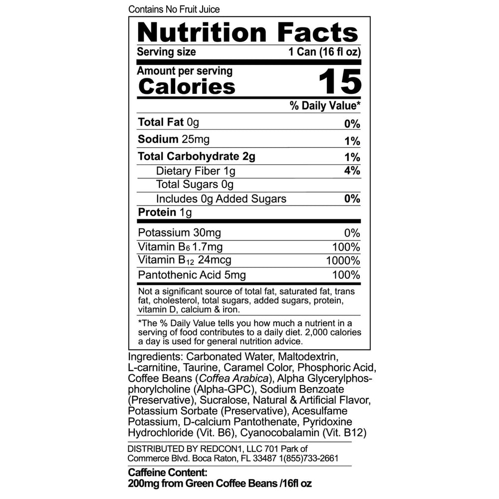 RedCon1 Dr. Jolt energy can front view highlighting crisp flavor and zero sugar.