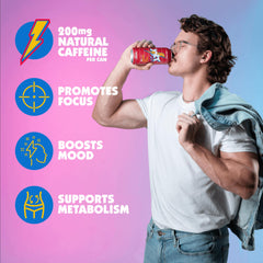 REDCON1 JOLT Cola energy label closeup highlights caffeine and vitamins for focus.