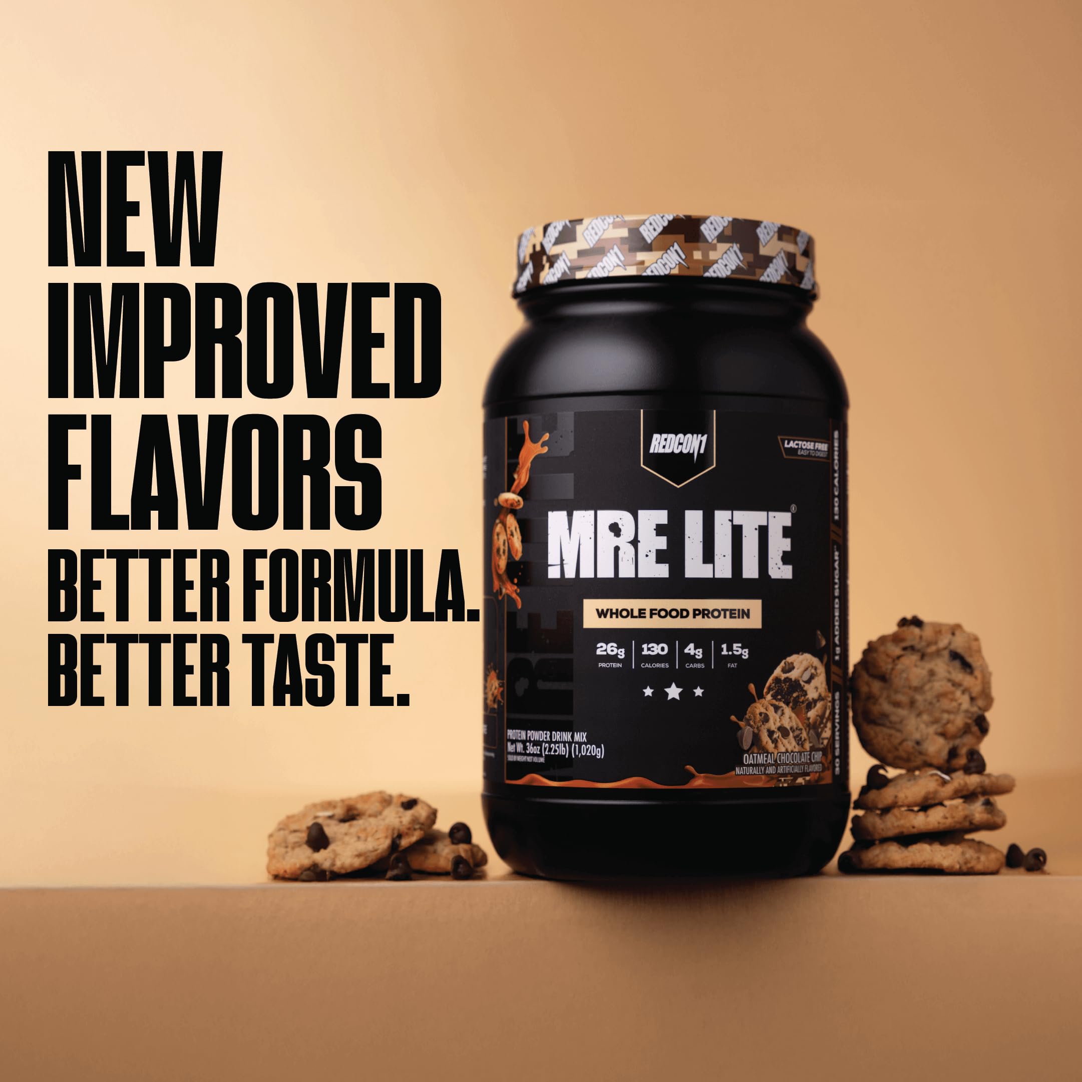 REDCON1 MRE LITE ingredients panel reveals multi-source protein blend.