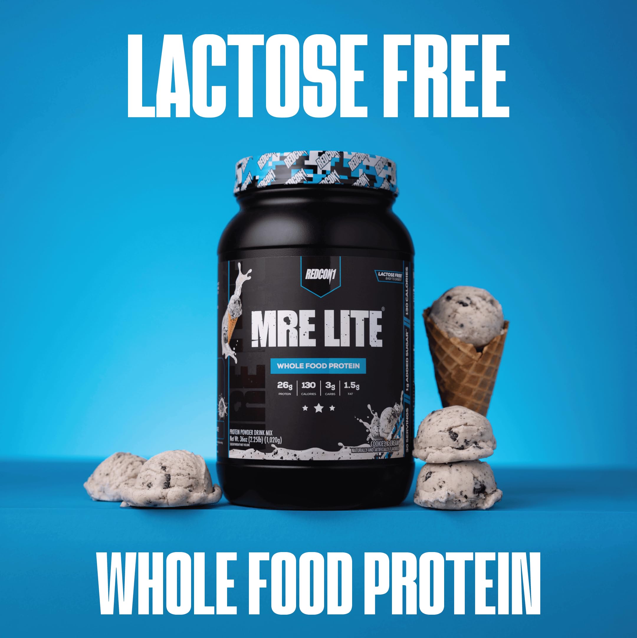 Redcon1 MRE LITE multi-source protein blend illustrating diverse amino sources for balanced nutrition.
