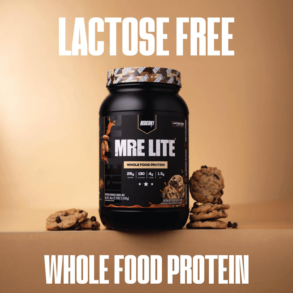 REDCON1 MRE LITE scoop represents quick-mix convenience for daily protein.