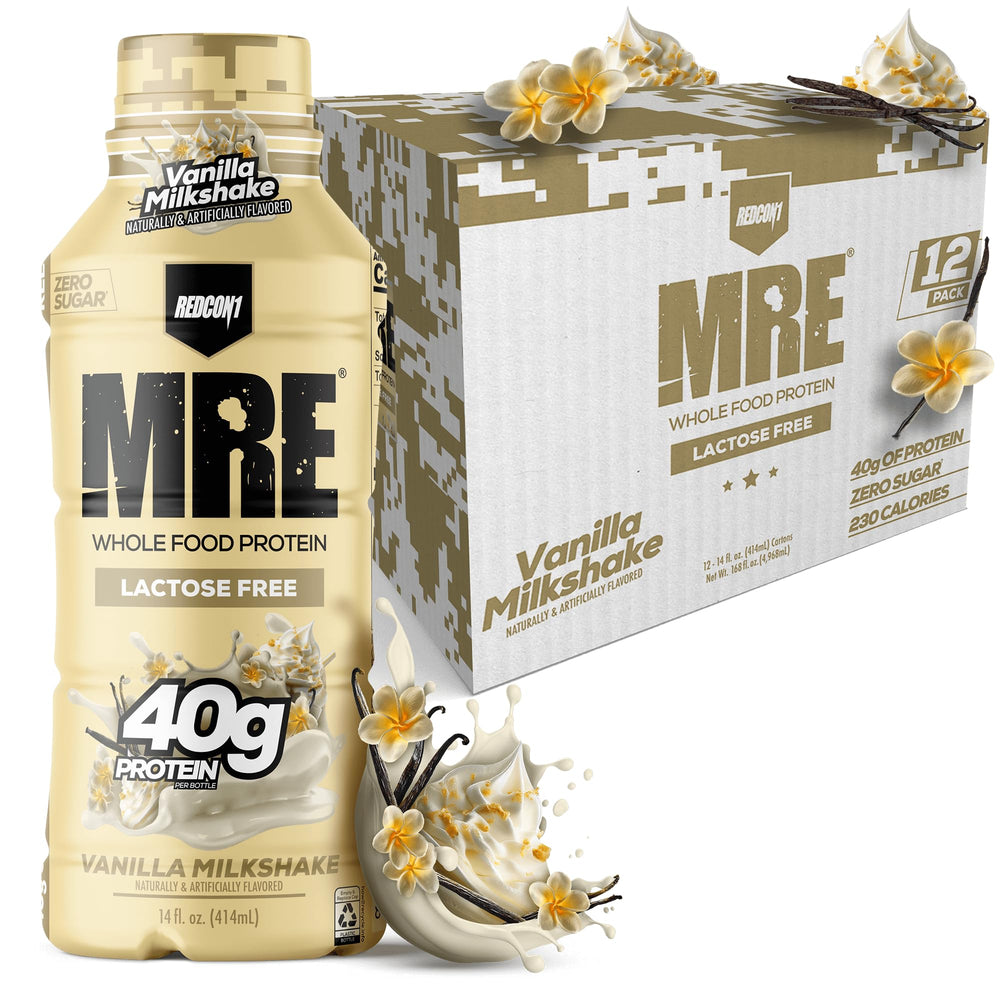 REDCON1 MRE Vanilla Milkshake bottle for on-the-go protein boost