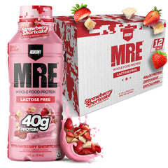 Redcon1 MRE RTD Strawberry Shortcake bottle—lactose-free on-the-go protein.