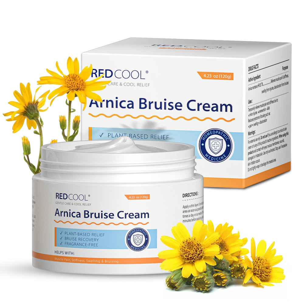 Redcool Arnica Cream Extra Strength tube front for soothing bruises and supporting skin comfort.