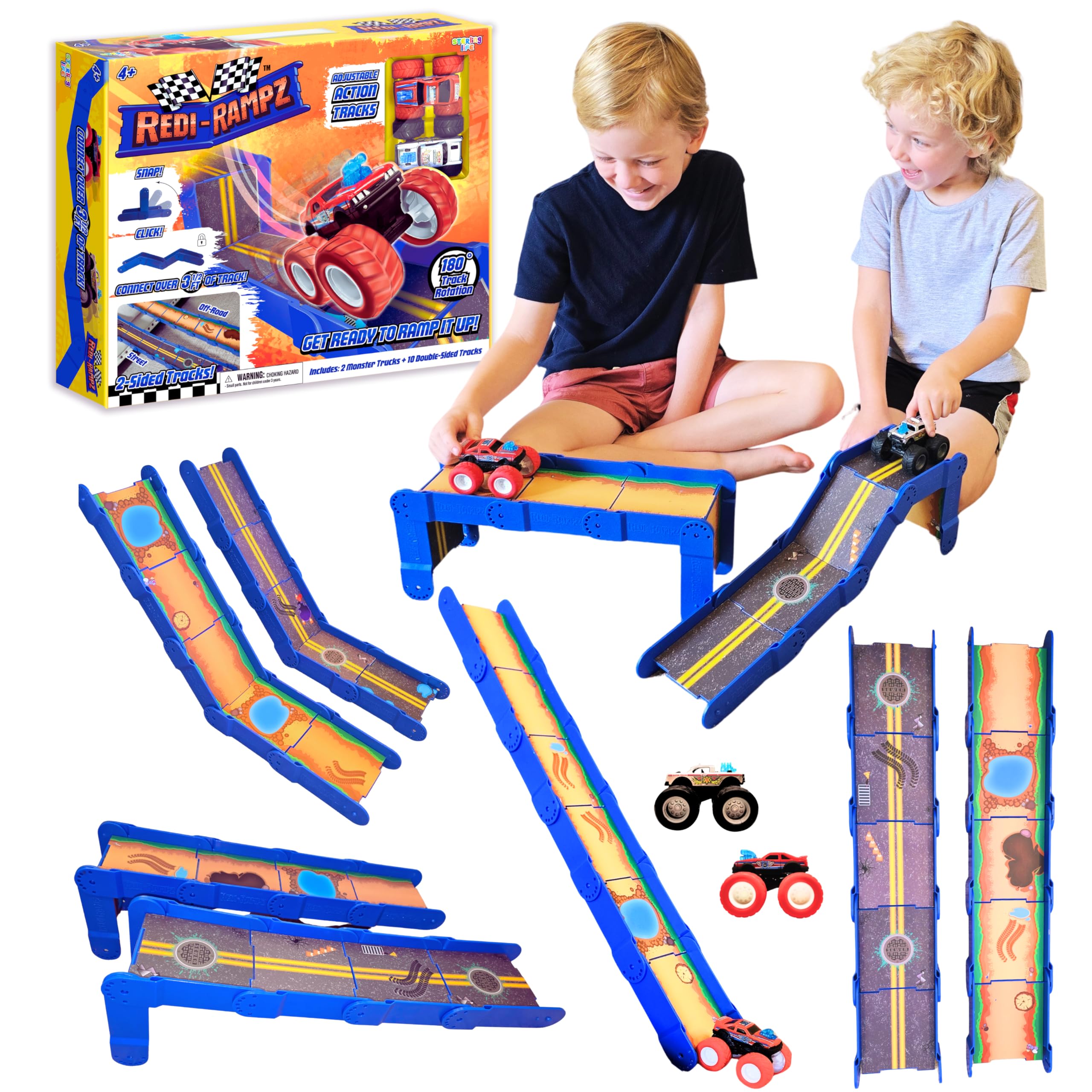 REDI-RAMPZ STEM Ramp Builder set–track pieces arranged for modular play and learning.