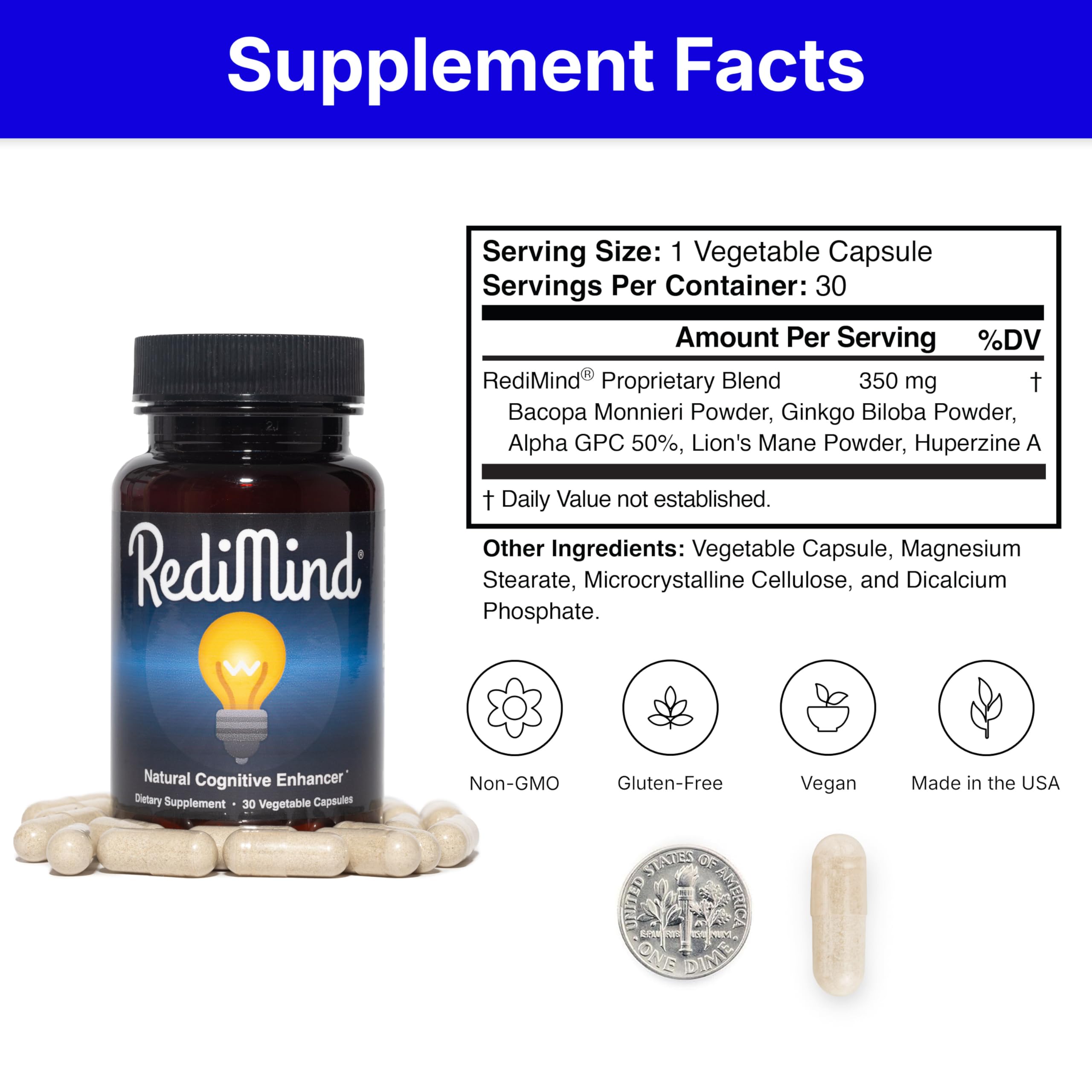 RediMind alpha GPC capsule highlight for enhanced neural connectivity.
