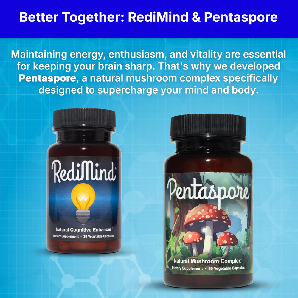 RediMind bottle-top zoom showing easy-to-swallow capsules for daily use.