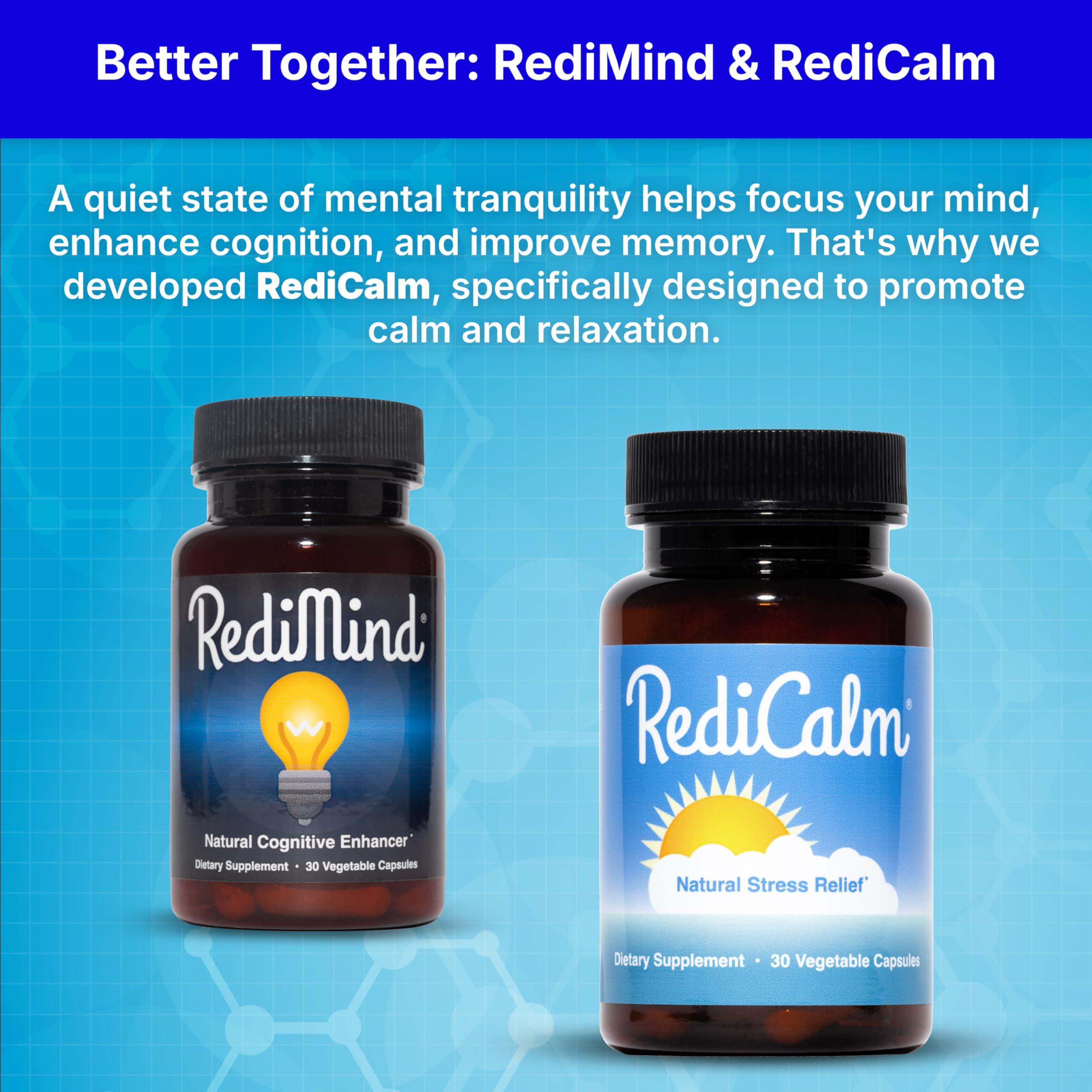 RediMind five-ingredient formula illustration underscoring exclusive blend.