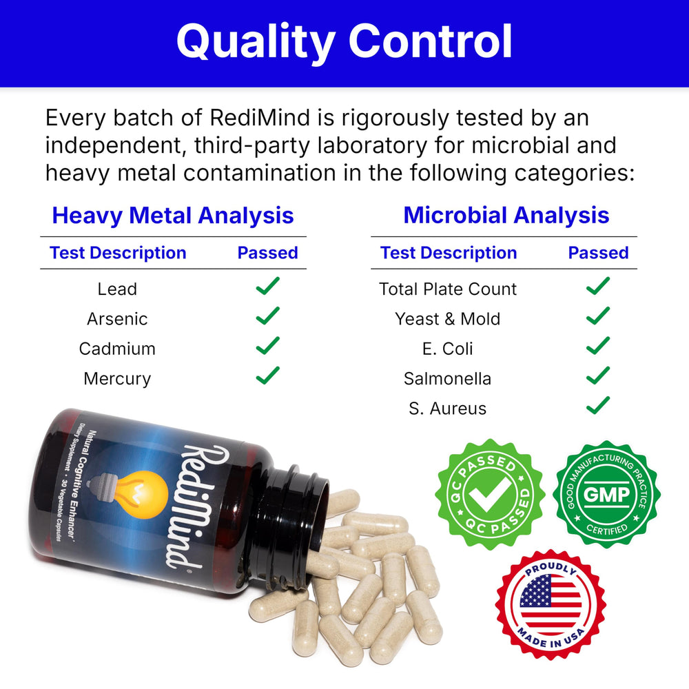 RediMind GMP facility badge signaling clean production standards.