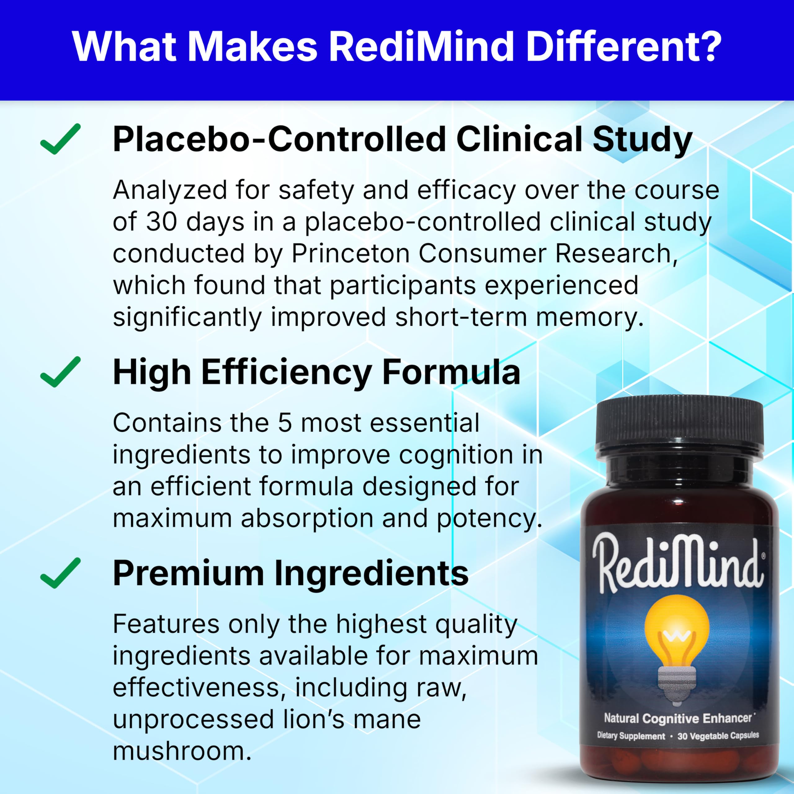 RediMind herbal fungi component hericium erinaceus in the blend.