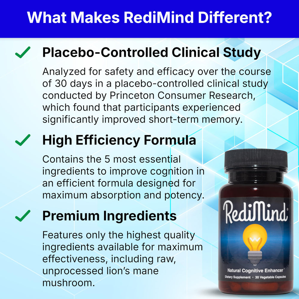 RediMind herbal fungi component hericium erinaceus in the blend.