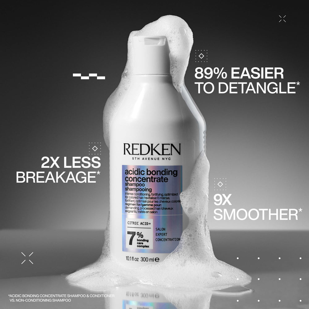 Redken Acidic Bonding Concentrate conditioner tube delivers deep conditioning for damaged hair.