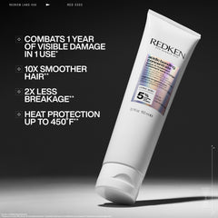 Redken Acidic Bonding Concentrate leave-in treatment provides heat protection for styling.