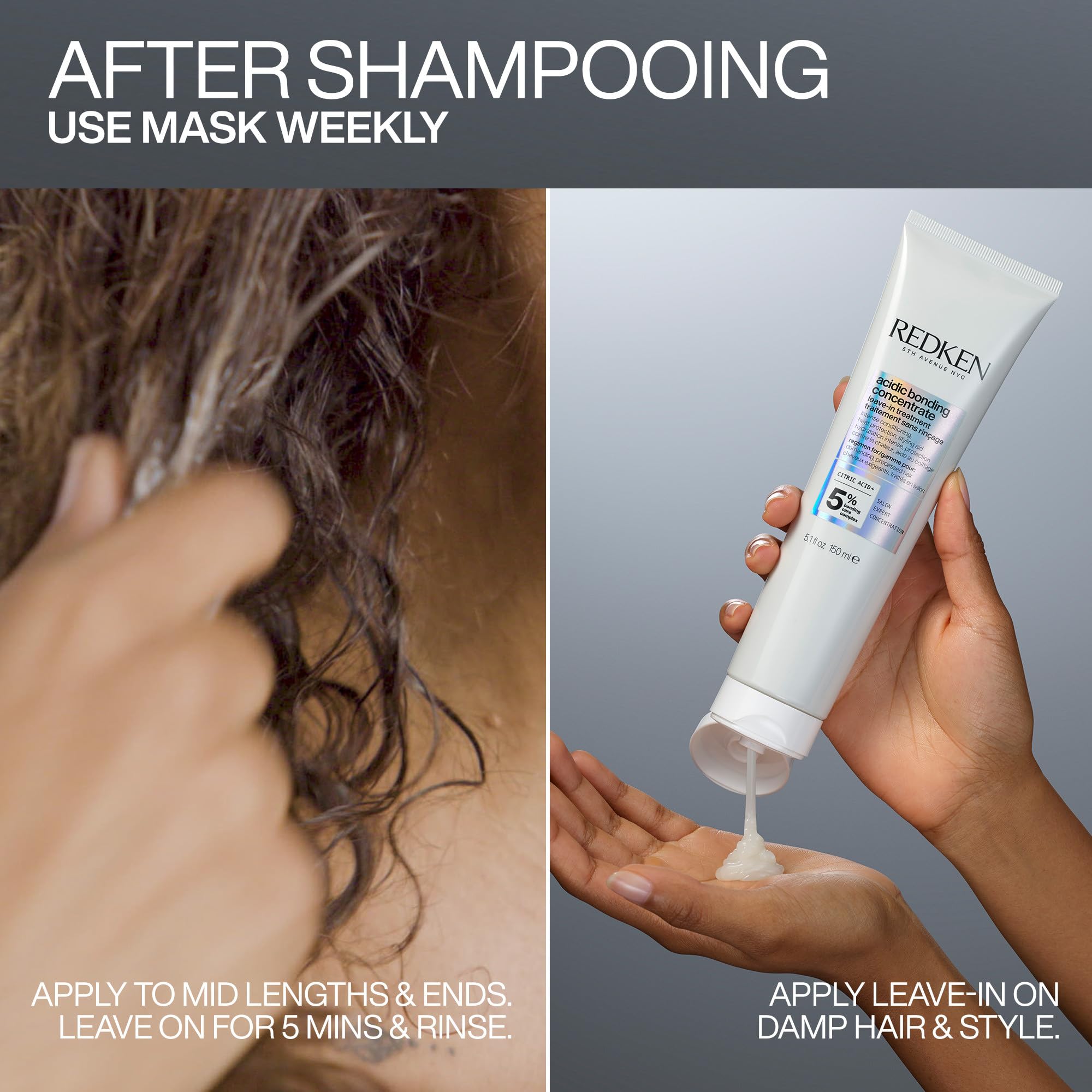 Redken Acidic Bonding Concentrate leaves hair shiny and detangled.
