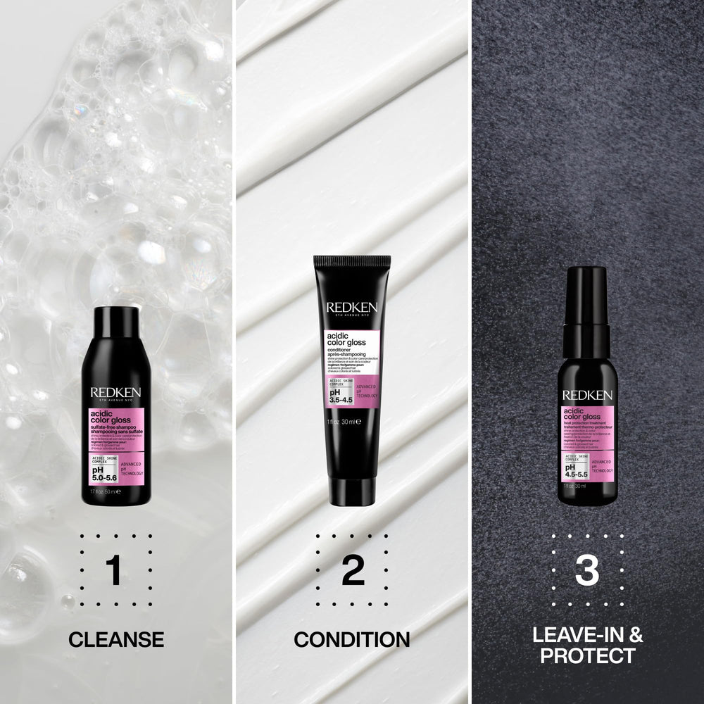 Redken Acidic Color Gloss spray extends color and delivers salon-like shine.