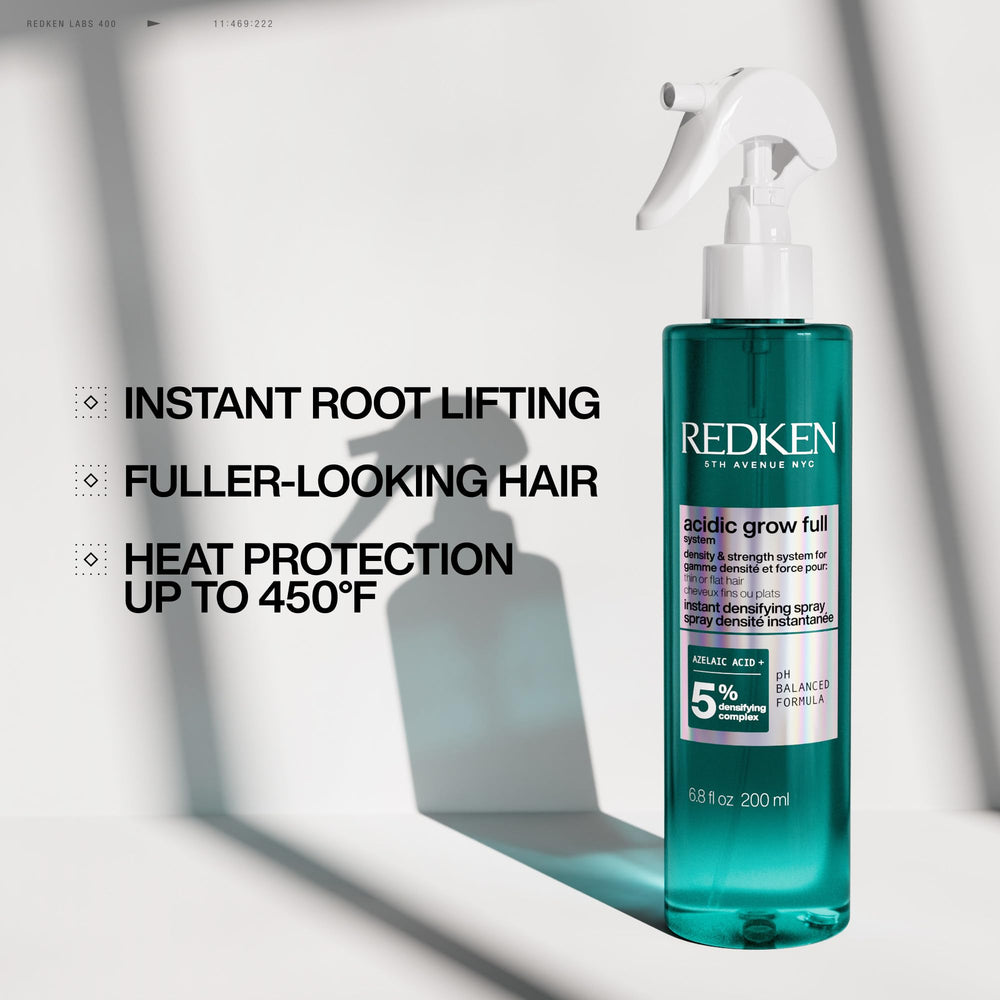 Redken Acidic Grow Full leave-in spray offers a lightweight, quick-dry finish.