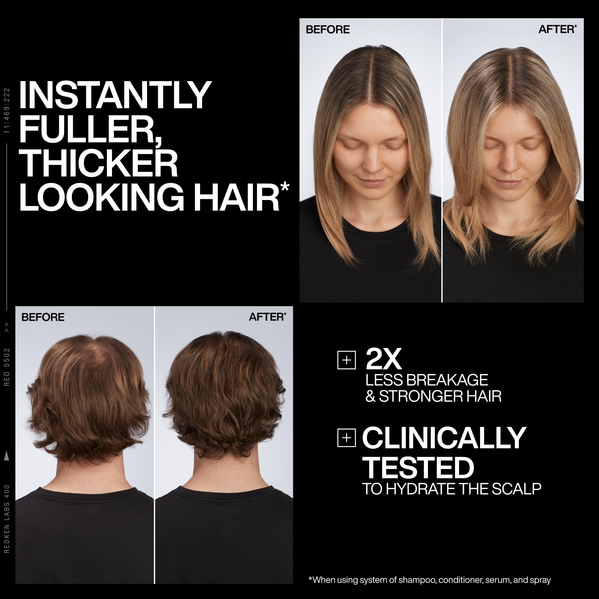 Redken Acidic Grow Full volume boost for thicker-looking strands.