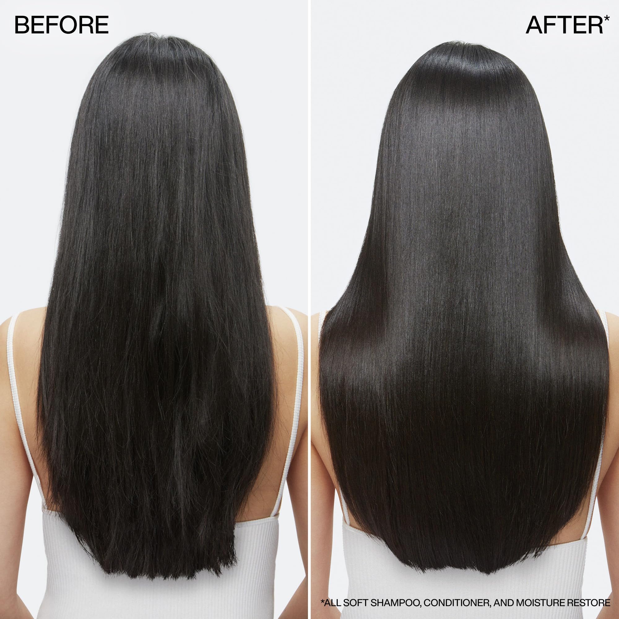 Redken All Soft hair application on strands delivers instant conditioning.