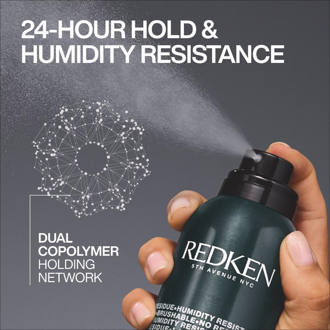 Redken Control Hairspray 28 heat protection helps styling with tools.