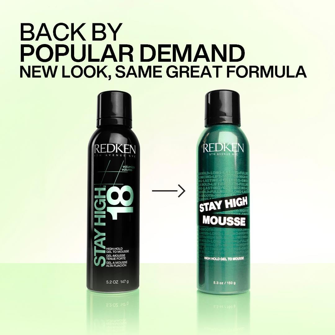 Hair shows noticeable thickness and bounce with Redken Stay High Mousse