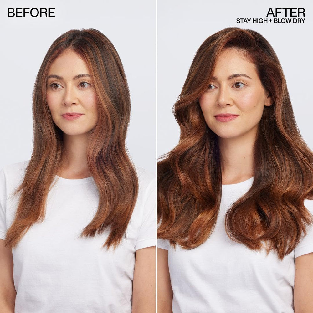 Redken Stay High Mousse on model hair with full, lifted volume