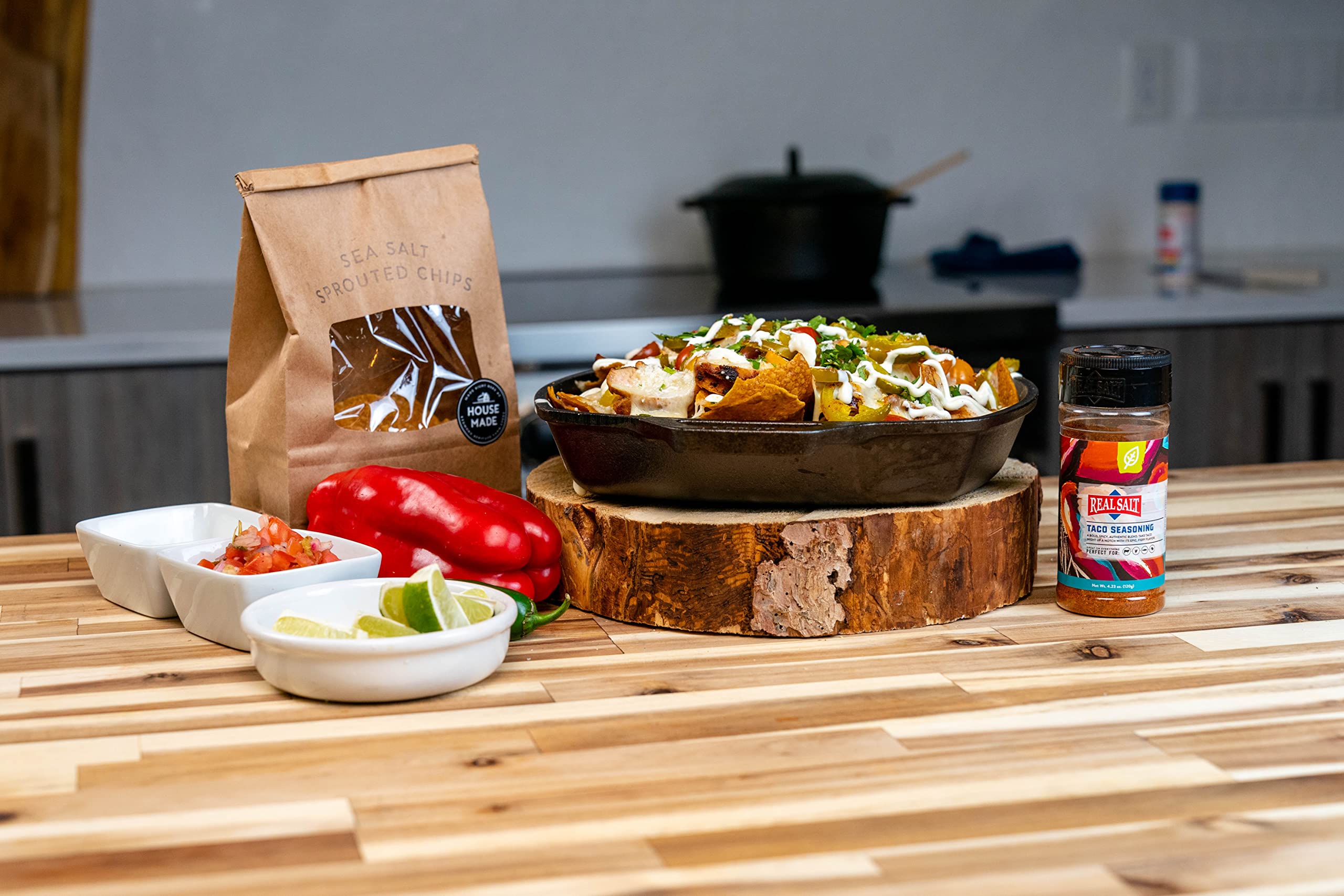 Redmond Real Salt Taco Seasoning on meat dish shows bold taco night potential