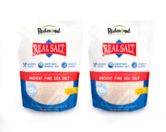 REDMOND Real Sea Salt pouch 2-pack highlights convenient gluten-free seasoning for everyday cooking.