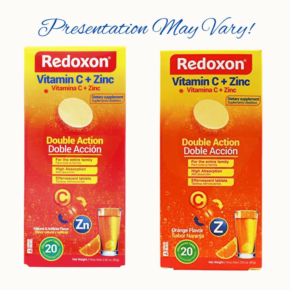 Redoxon orange-flavored tablets dissolving in water for easy vitamin C and zinc delivery.