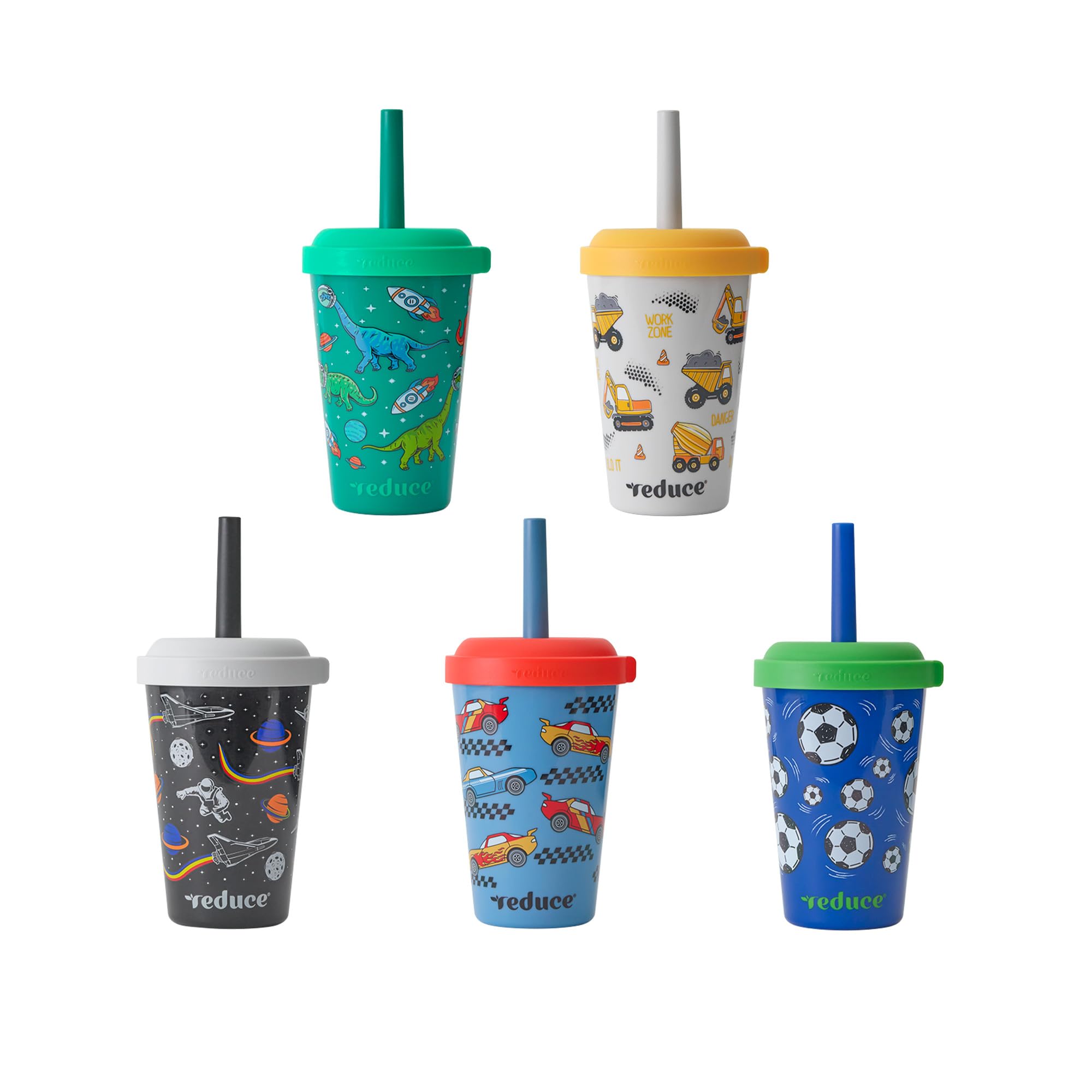 REDUCE GoGo kids tumbler with stackable 12oz design, lid and straw for easy, mess-free sipping.