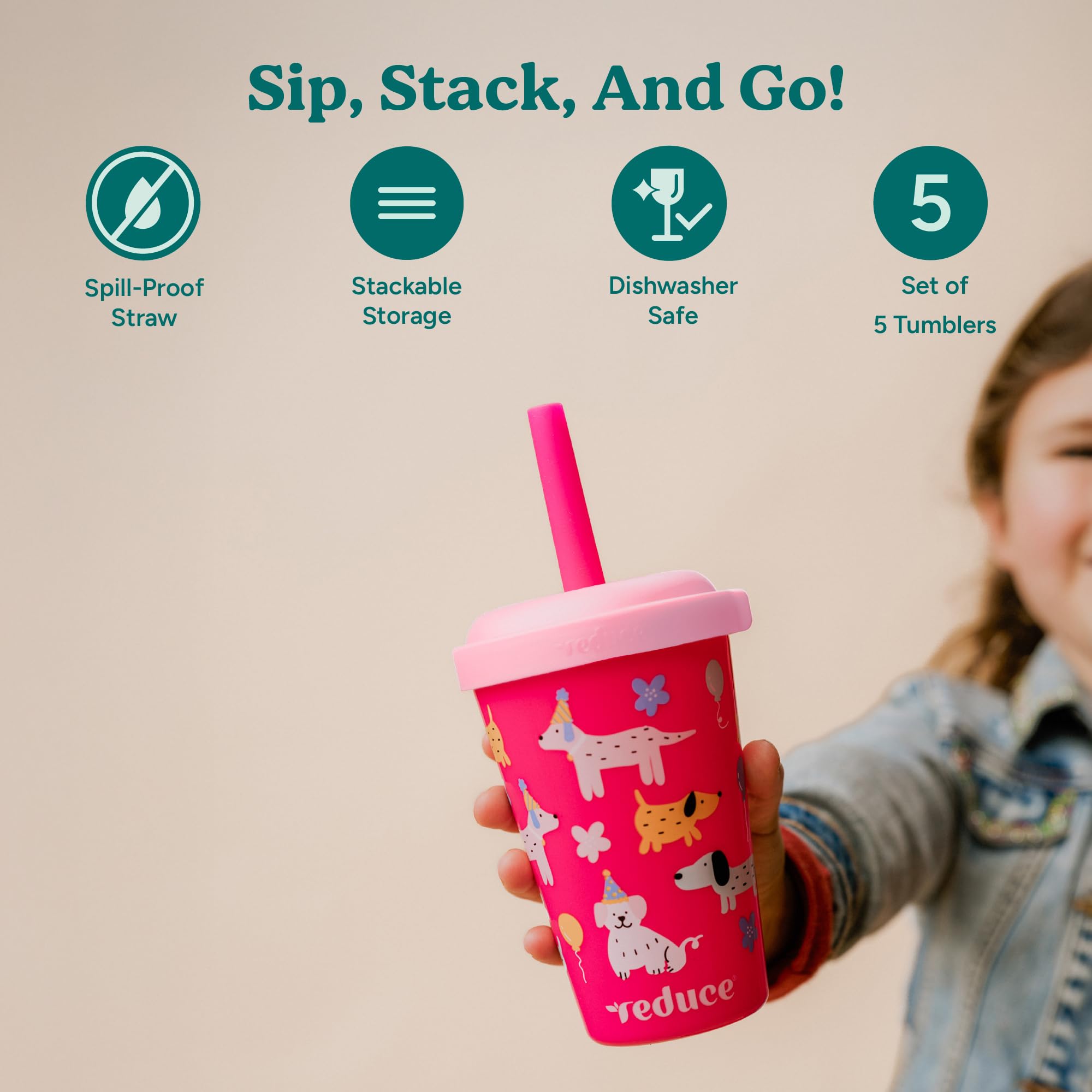 REDUCE GoGo's twist-on lid tumbler designed for easy on-the-go hydration.
