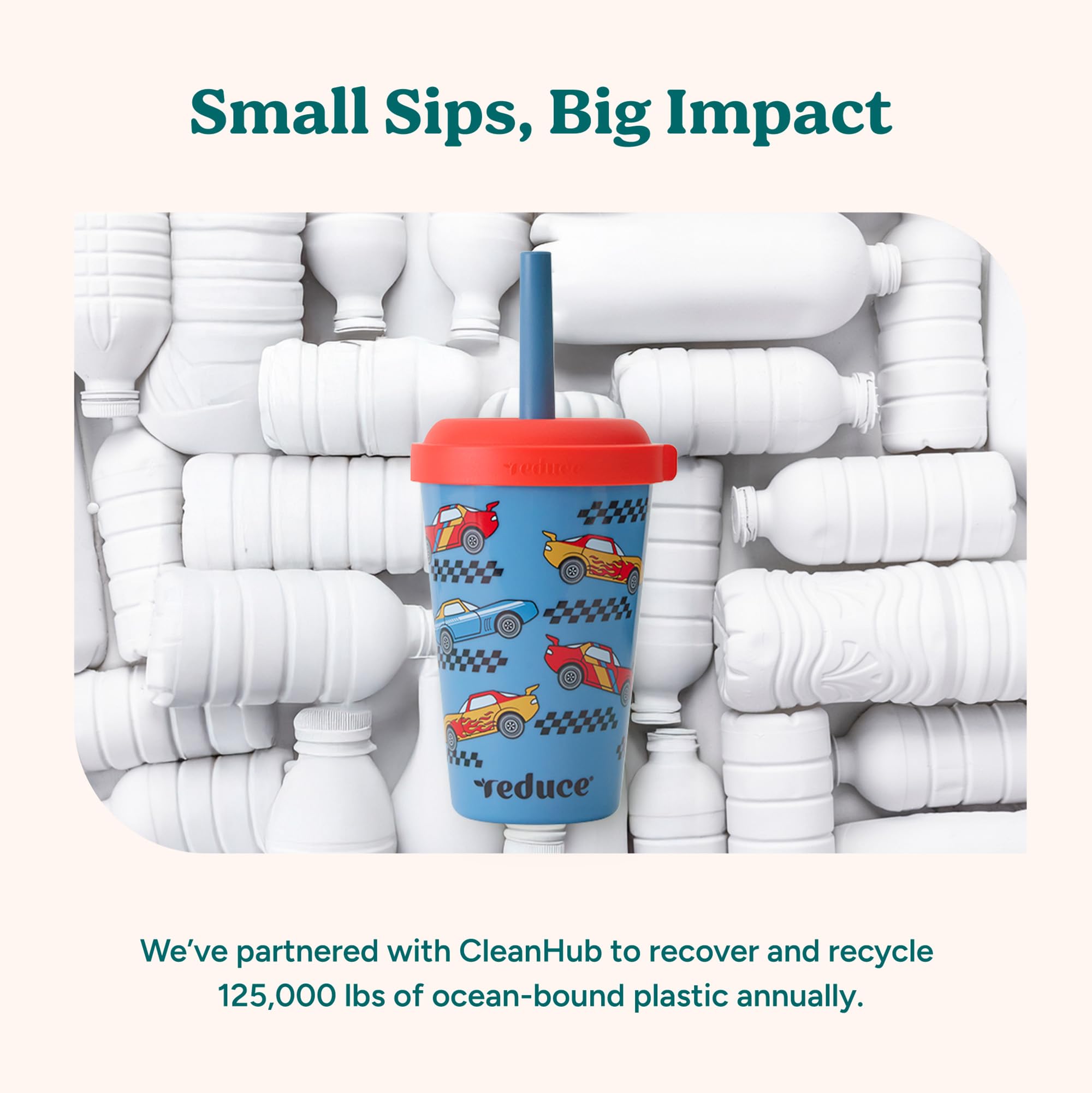 REDUCE GoGo twist-on lids secure cups for confident sipping on adventures.