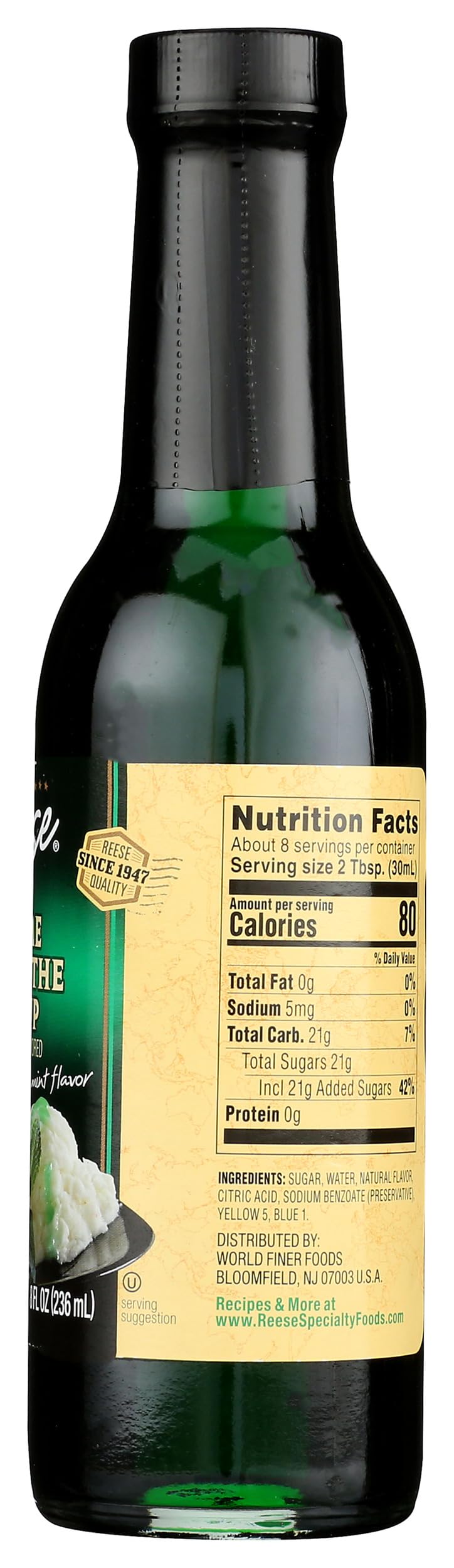 Reese Crème de Menthe Syrup enhances mocktails and cocktails with mint flavor
