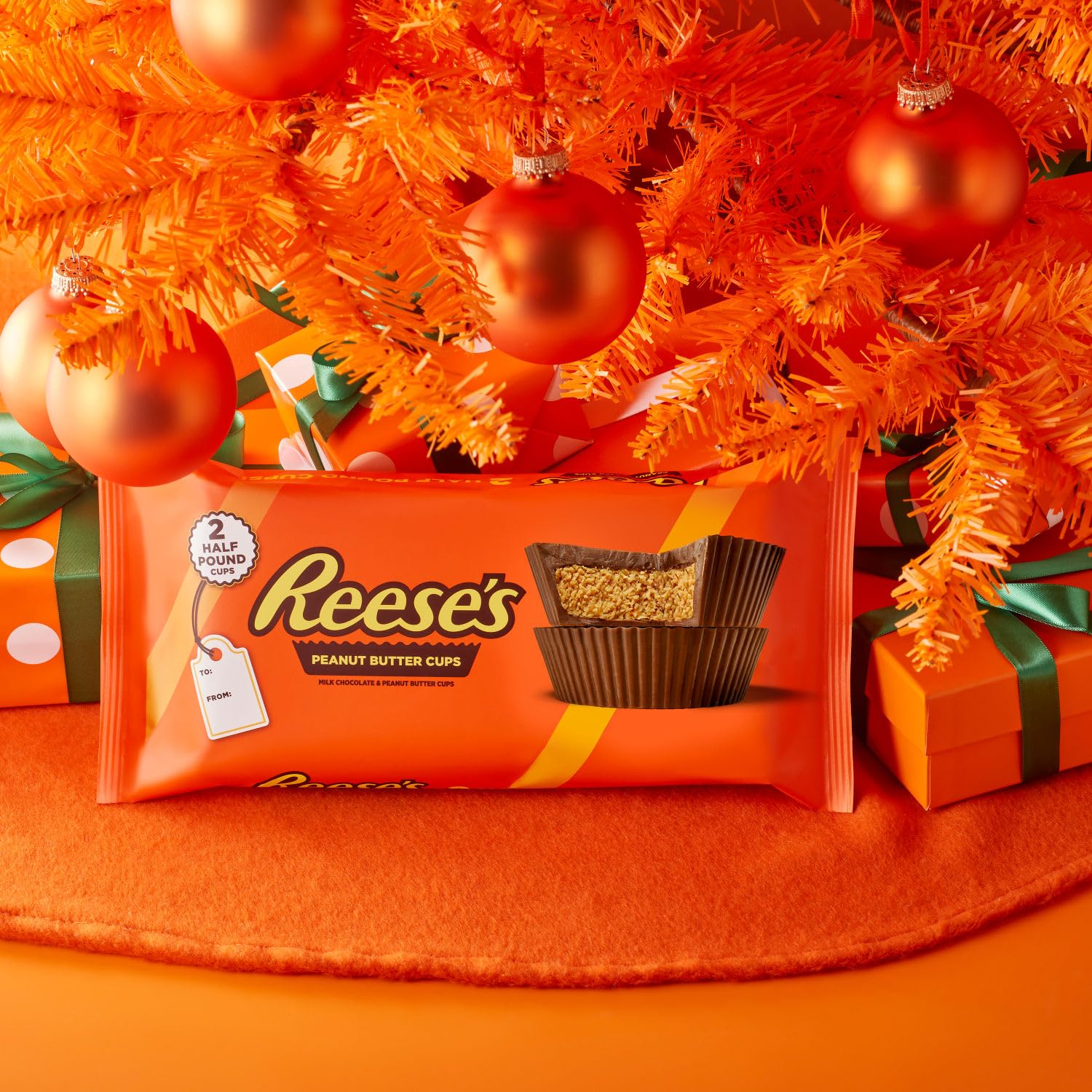 REESE'S bar ingredients closeup highlighting cocoa and peanut butter contrasts