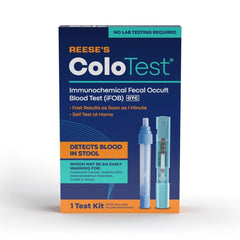 Reese's ColoTest home test kit package for convenient at-home screening.
