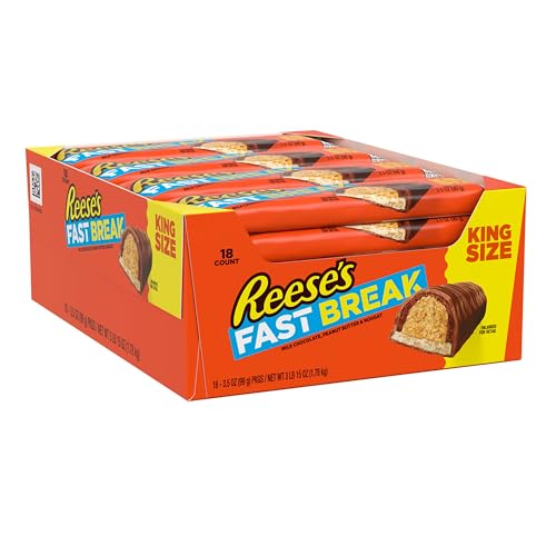 Close-up of Reese's Fast Break chocolate, peanut butter and nougat flavor for dessert cravings