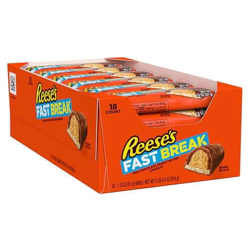 REESE'S FAST BREAK milk chocolate coating bar ideal for movie nights.