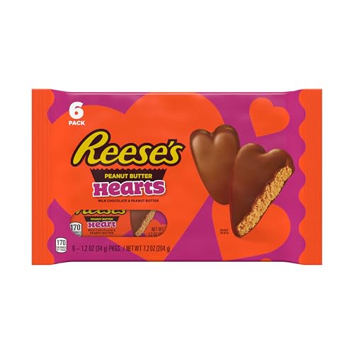 Packaging close-up of Reese's hearts, ideal for a Valentine gift presentation.