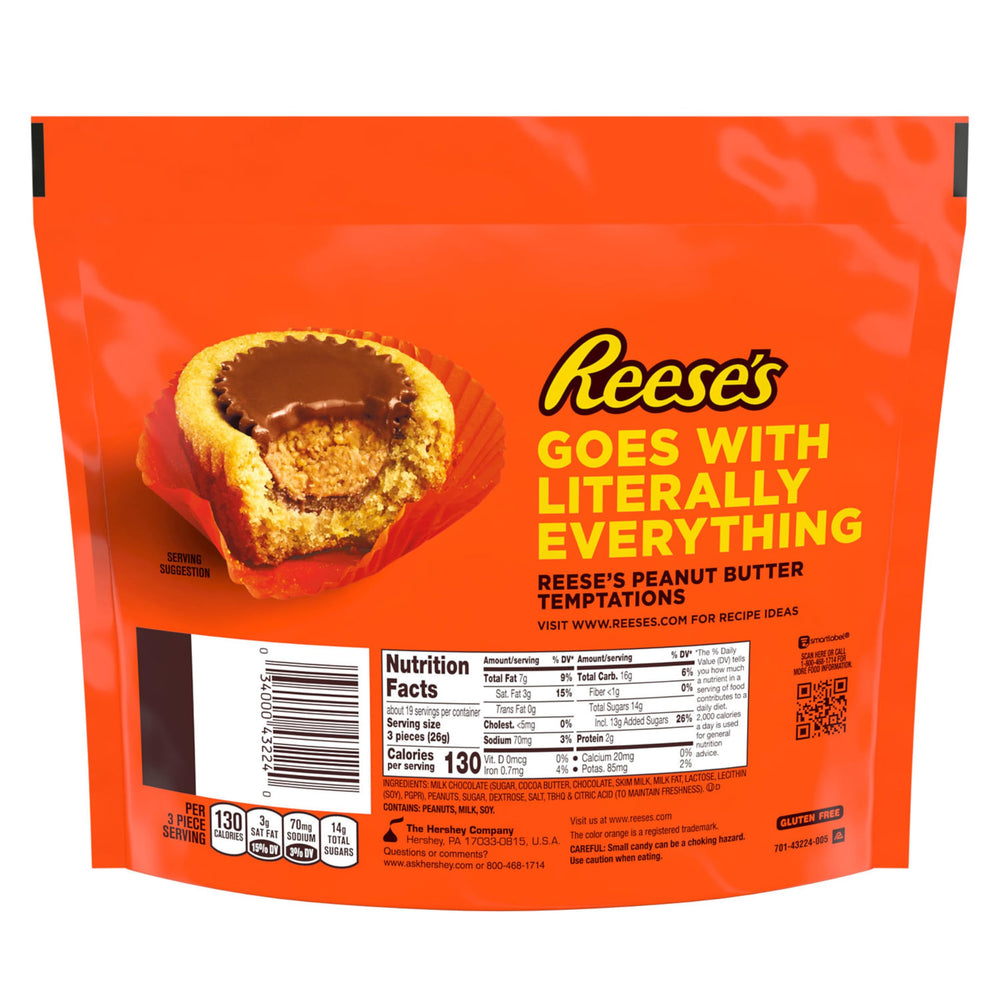 REESE'S Miniatures milk chocolate cups close-up emphasizing creamy chocolate and peanut butter