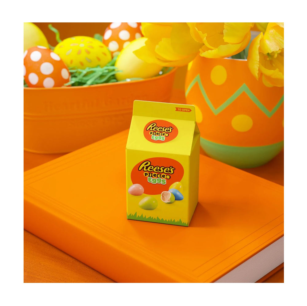 Close-up of Reese's Pieces crunchy shell and creamy center