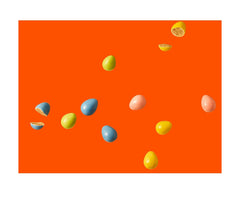 Reese's Pieces peanut butter center inside a crisp candy shell