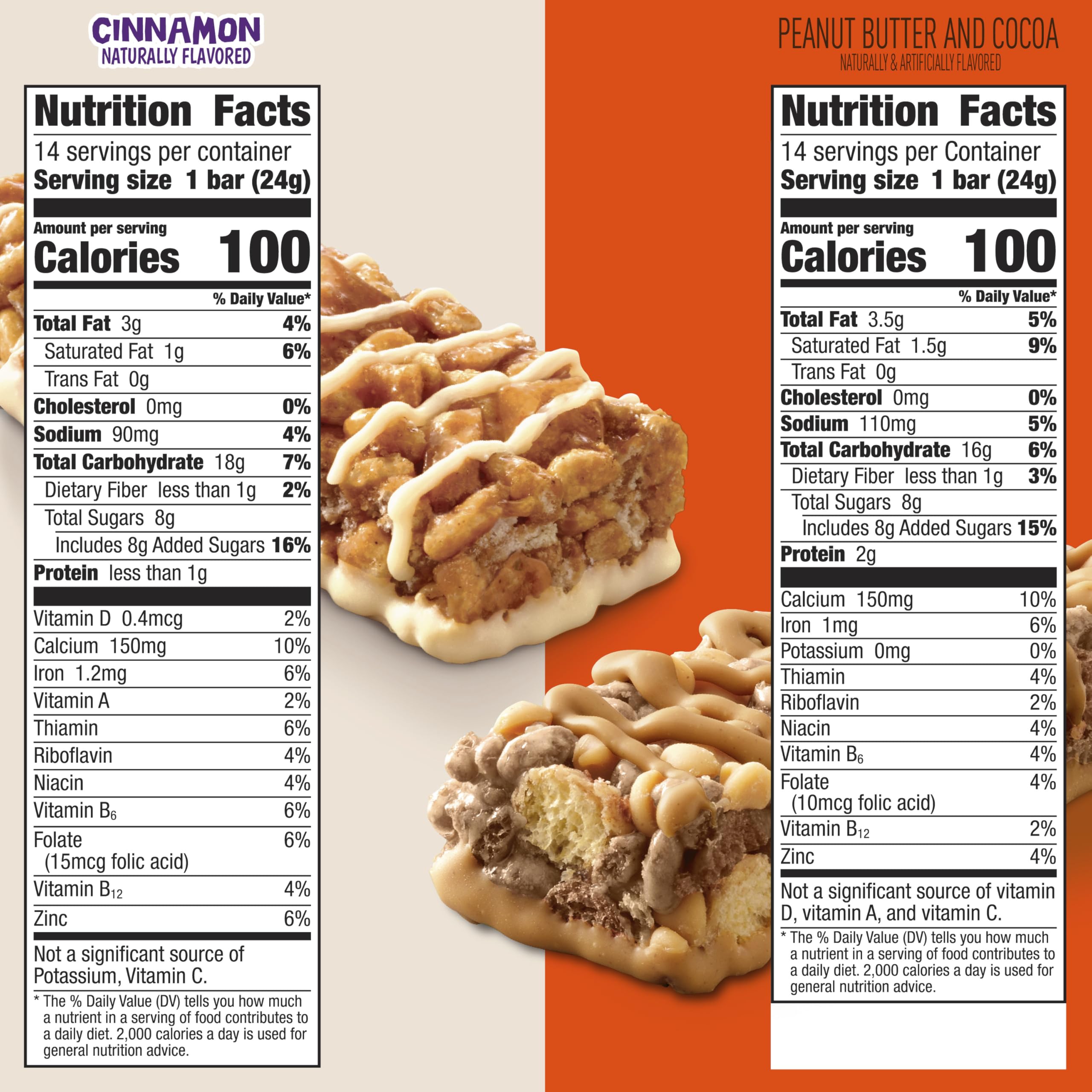Reese's Puffs Cinnamon Toast Crunch treat bar closeup highlighting crunch and drizzle