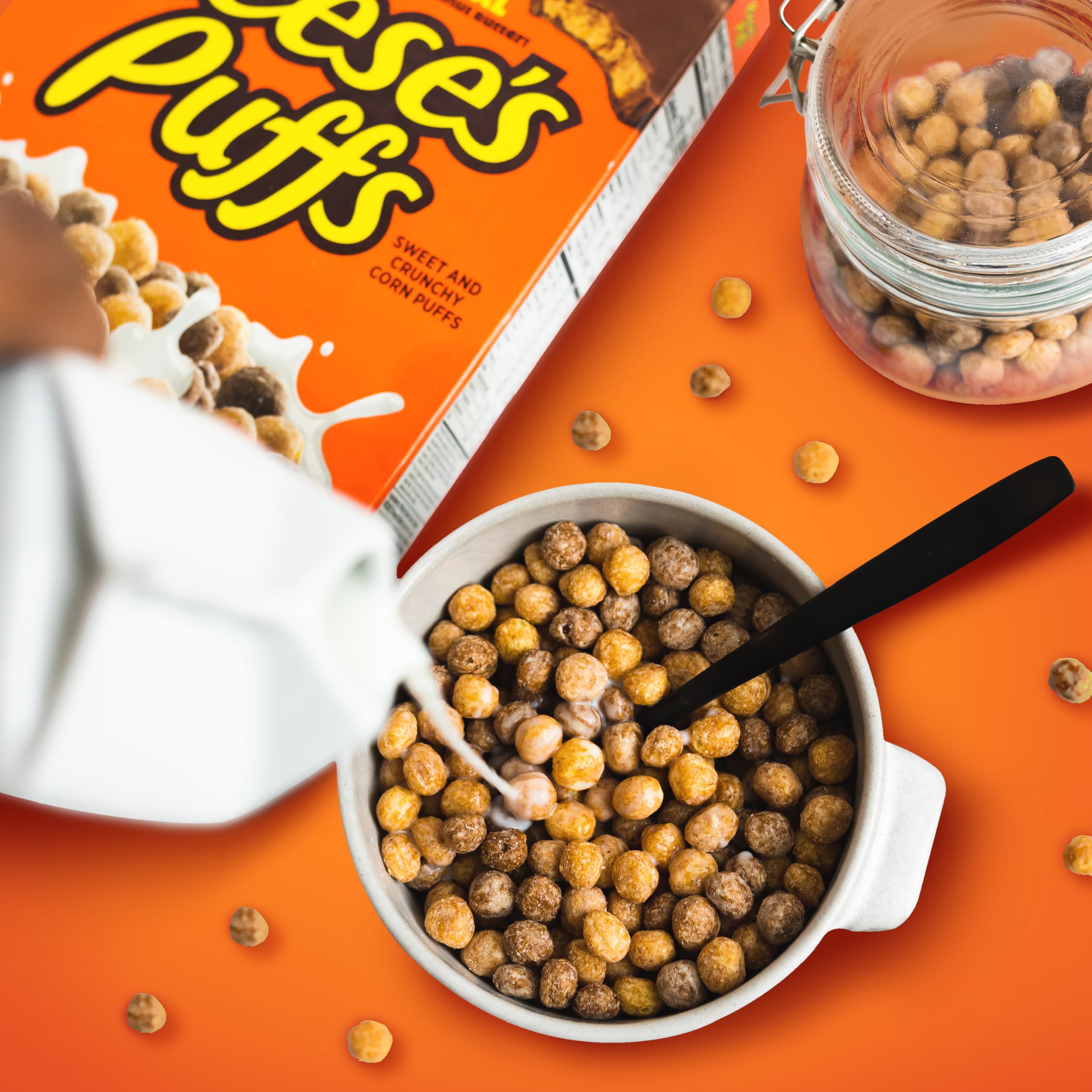 Reese's Puffs real peanut butter flavor in crispy corn puffs.
