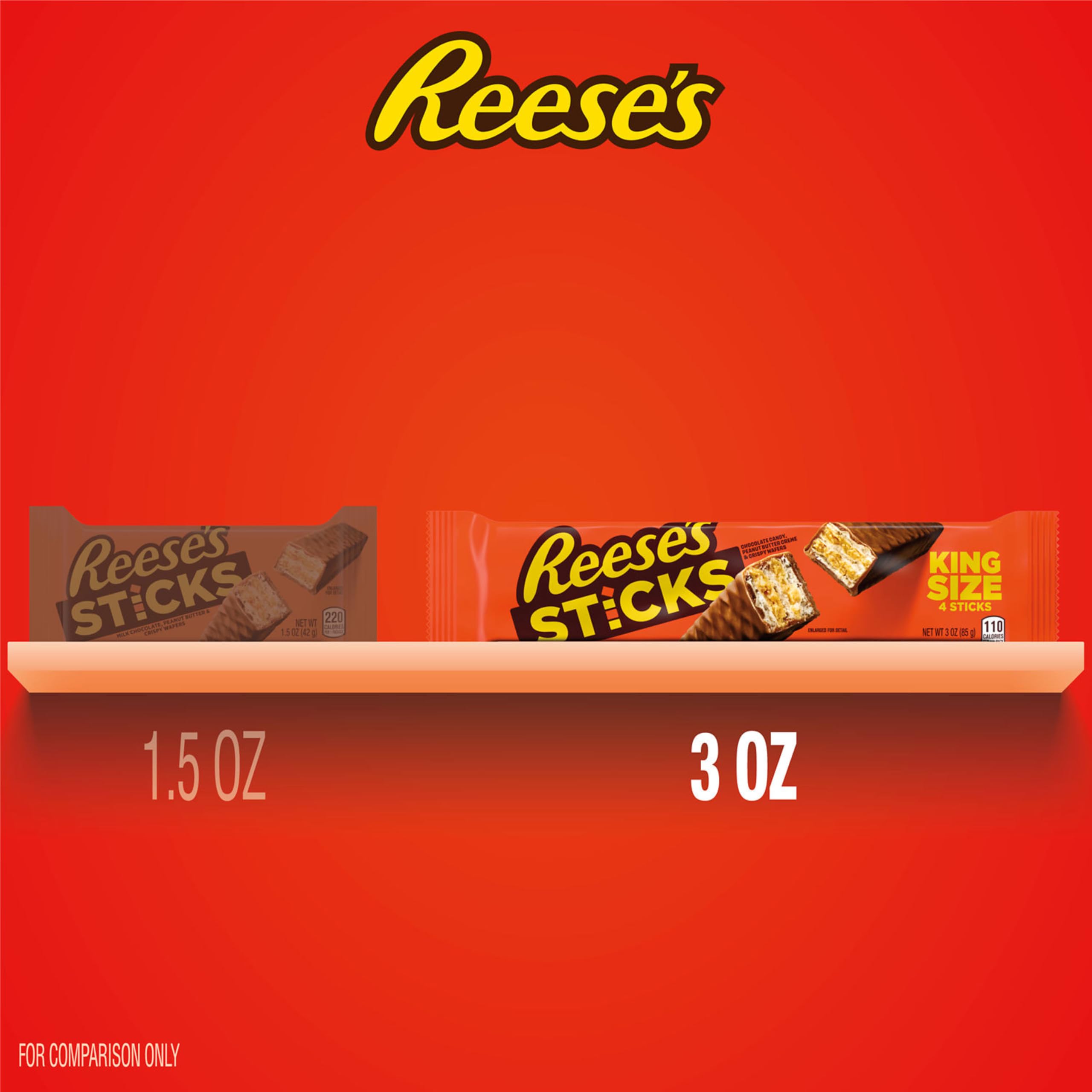 REESE'S STICKS layers of crispy wafers with milk chocolate detail.