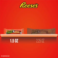 REESE'S Take 5 packaging on shelf showcases multi-layer candy bars for versatile snacking.