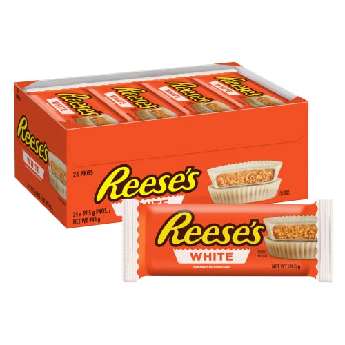 Reese's White Creme Peanut Butter Cups 1.5 oz portions, ready to enjoy.