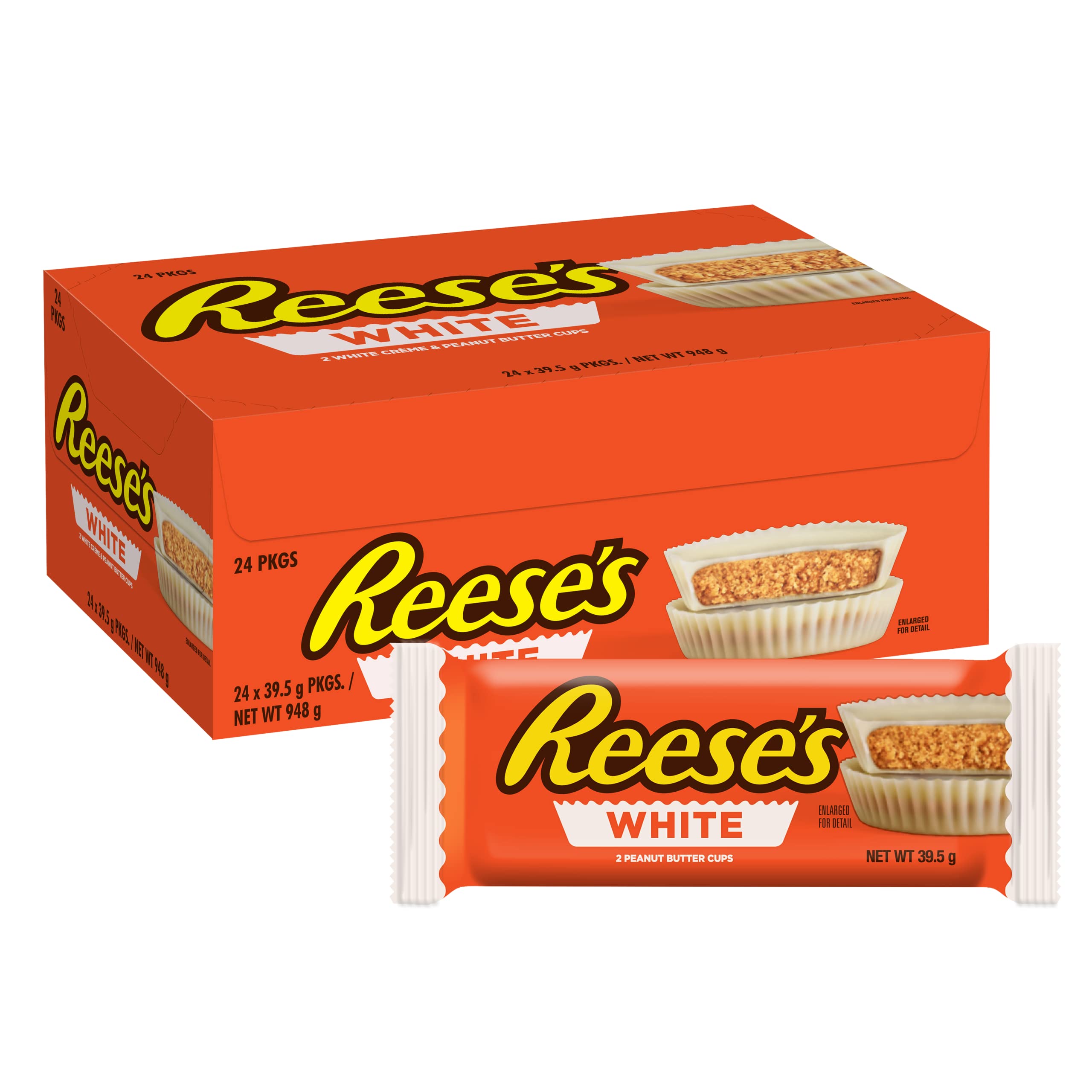 Nutrition label and box of Reese's White Creme Cups.