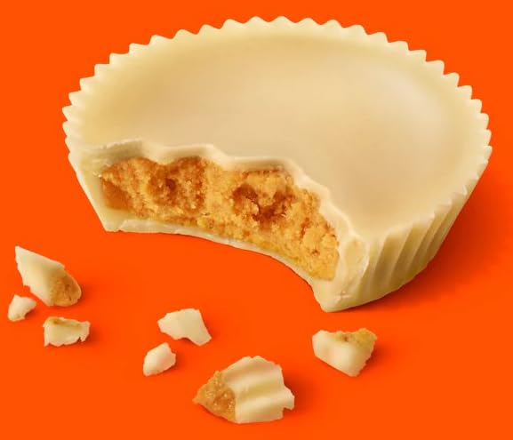 Packaging close-up showing Reese's White Creme cups.